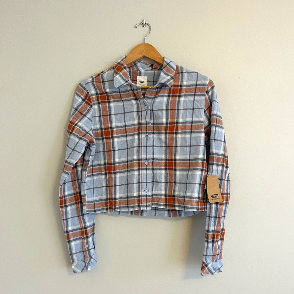 Women's Small Vans Cropped Flannel Plaid Shirt NWT